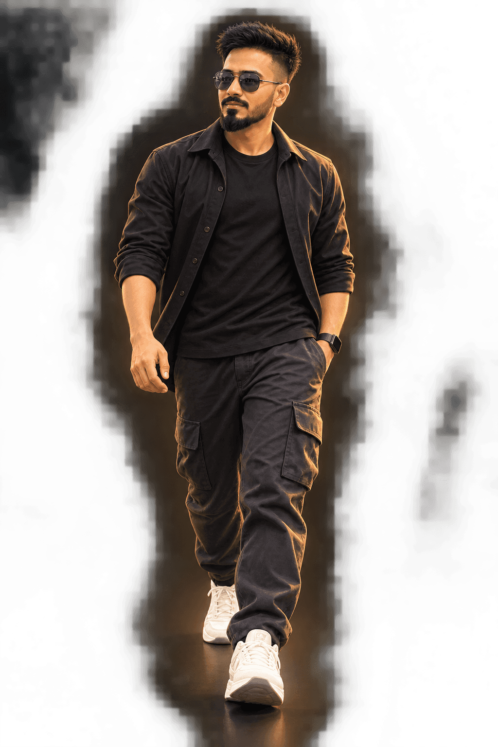 Mahesh walking toward the camera